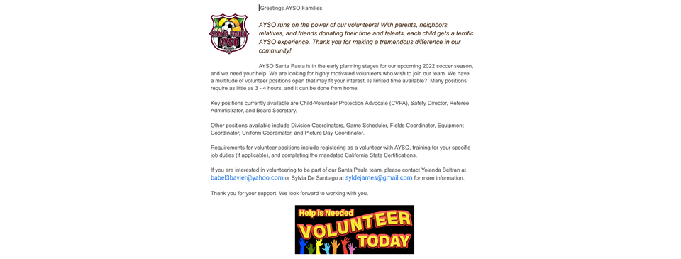 Volunteers Needed